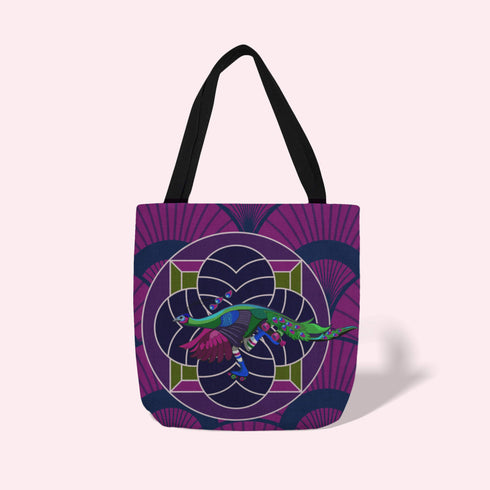 Art Deco Roller Skating Peacock Canvas Tote